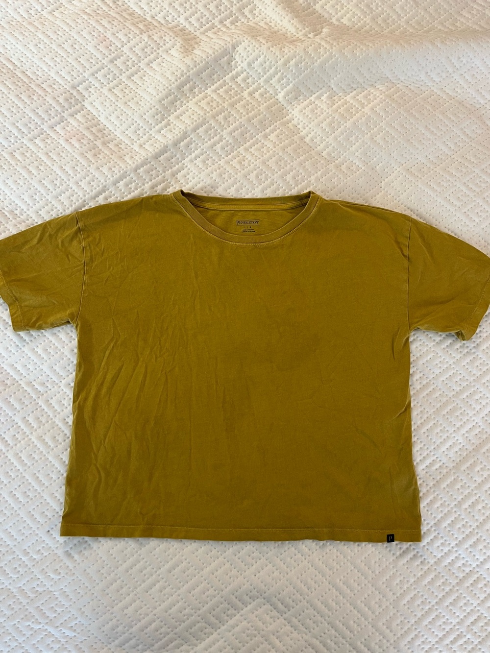 Pendleton Shirt Womens Medium Short Sleeve Crew Neck Lightweight Gold Tan Casual